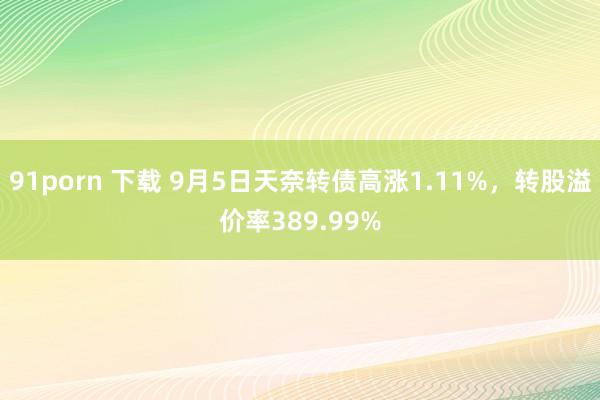 91porn 下载 9月5日天奈转债高涨1.11%，转股溢价率389.99%