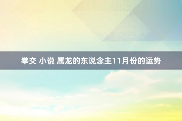 拳交 小说 属龙的东说念主11月份的运势