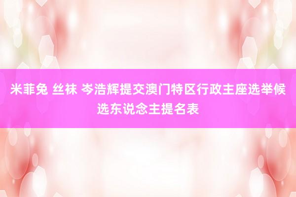 米菲兔 丝袜 岑浩辉提交澳门特区行政主座选举候选东说念主提名表