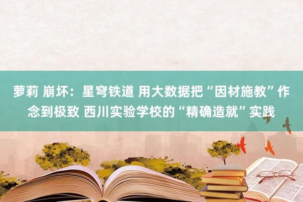 萝莉 崩坏：星穹铁道 用大数据把“因材施教”作念到极致 西川实验学校的“精确造就”实践