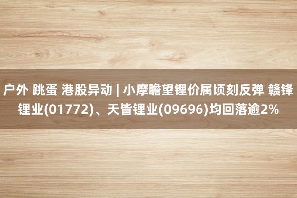 户外 跳蛋 港股异动 | 小摩瞻望锂价属顷刻反弹 赣锋锂业(01772)、天皆锂业(09696)均回落逾2%