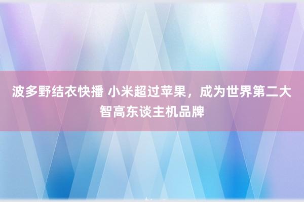 波多野结衣快播 小米超过苹果，成为世界第二大智高东谈主机品牌