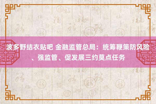 波多野结衣贴吧 金融监管总局：统筹鞭策防风险、强监管、促发展三约莫点任务