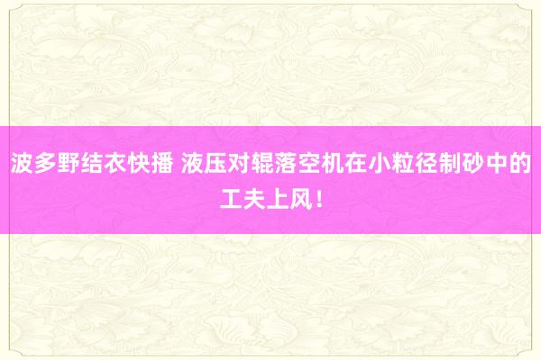 波多野结衣快播 液压对辊落空机在小粒径制砂中的工夫上风！