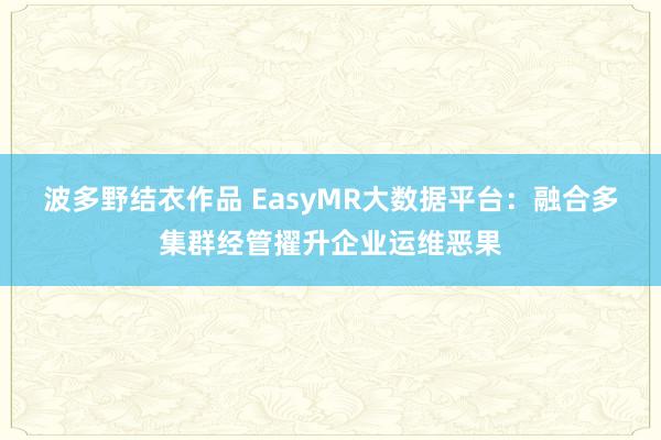 波多野结衣作品 EasyMR大数据平台：融合多集群经管擢升企业运维恶果