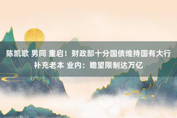 陈凯歌 男同 重启！财政部十分国债维持国有大行补充老本 业内：瞻望限制达万亿