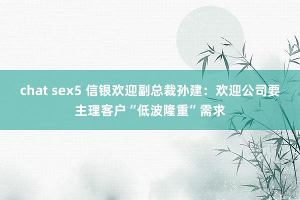 chat sex5 信银欢迎副总裁孙建：欢迎公司要主理客户“低波隆重”需求