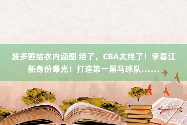 波多野结衣内涵图 绝了，CBA太绝了！李春江新身份曝光！打造第一黑马球队……