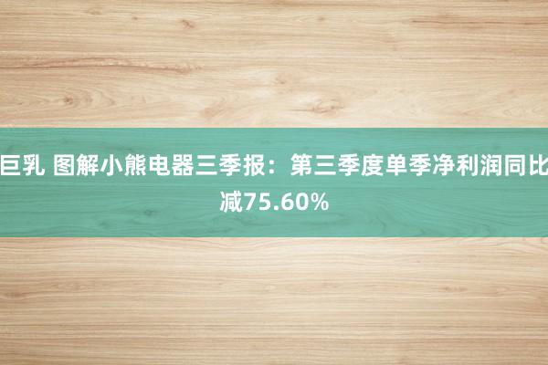 巨乳 图解小熊电器三季报：第三季度单季净利润同比减75.60%