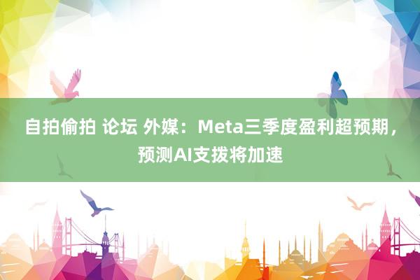 自拍偷拍 论坛 外媒：Meta三季度盈利超预期，预测AI支拨将加速