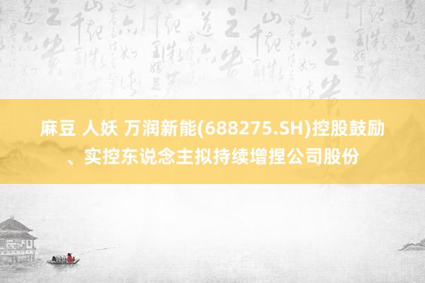 麻豆 人妖 万润新能(688275.SH)控股鼓励、实控东说念主拟持续增捏公司股份