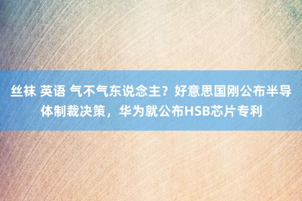 丝袜 英语 气不气东说念主？好意思国刚公布半导体制裁决策，华为就公布HSB芯片专利