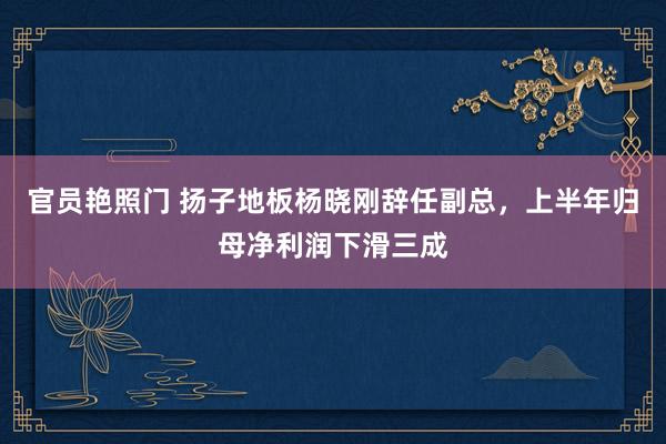 官员艳照门 扬子地板杨晓刚辞任副总，上半年归母净利润下滑三成