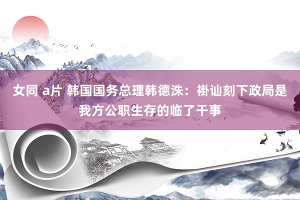 女同 a片 韩国国务总理韩德洙：褂讪刻下政局是我方公职生存的临了干事