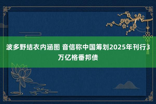 波多野结衣内涵图 音信称中国筹划2025年刊行3万亿格番邦债