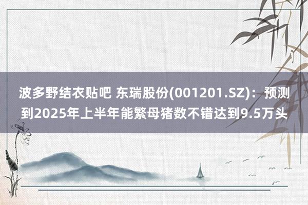 波多野结衣贴吧 东瑞股份(001201.SZ)：预测到2025年上半年能繁母猪数不错达到9.5万头