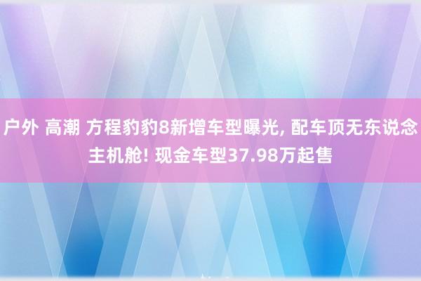 户外 高潮 方程豹豹8新增车型曝光， 配车顶无东说念主机舱! 现金车型37.98万起售